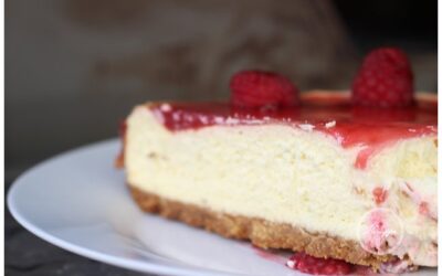 Raspberry Jell – O and honey baked cheesecake
